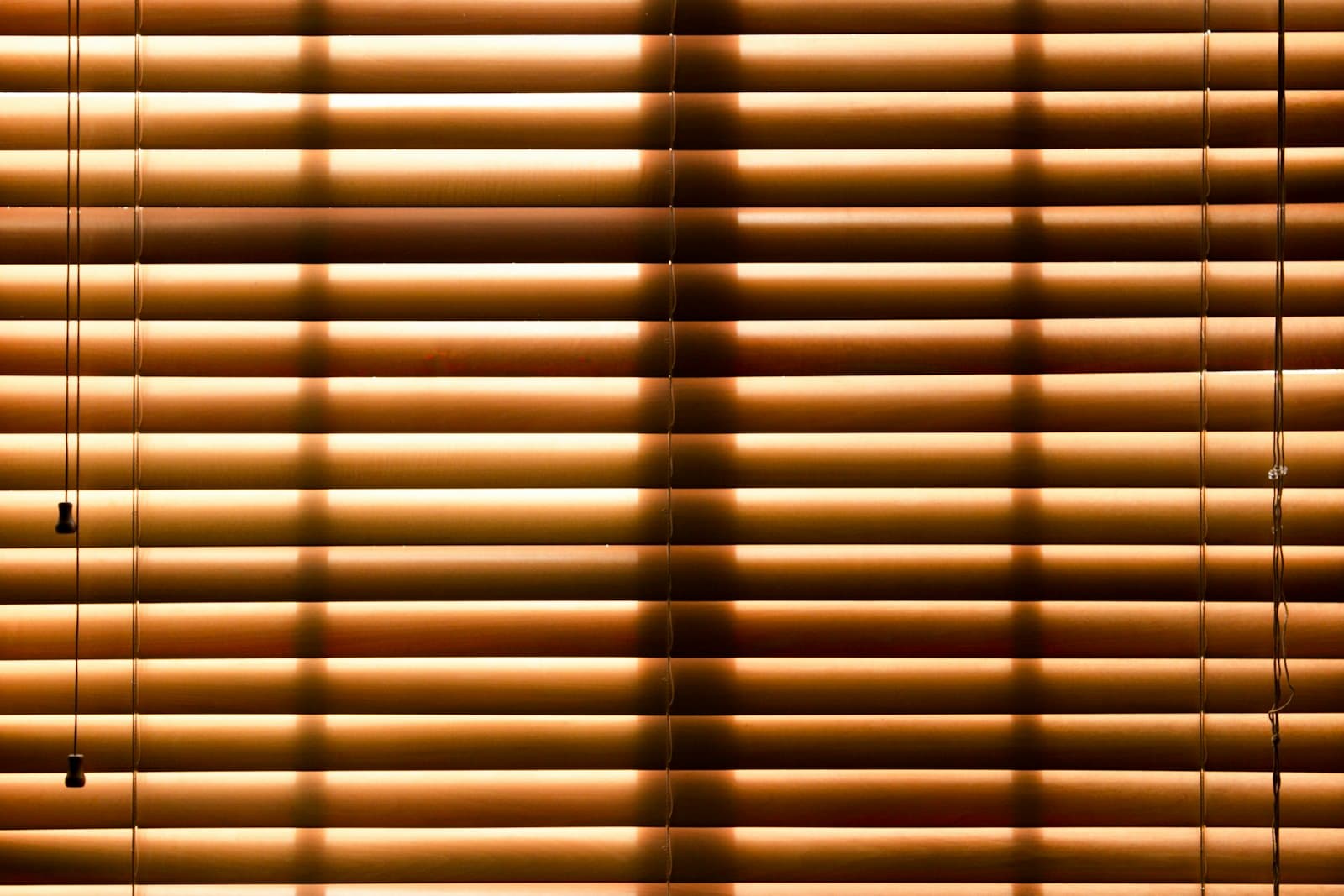 Persiana de lamas tipo madera con luz de la tarde (foto de referencia, reemplazar por foto propia)
